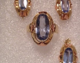Exkluzívna masívna aquamarínová sada šperkov 14k zlato